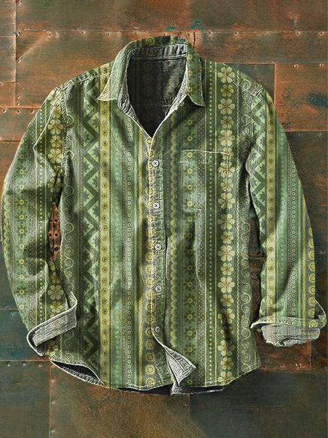 Men's vintage pastel stripe long sleeve shirt /xl