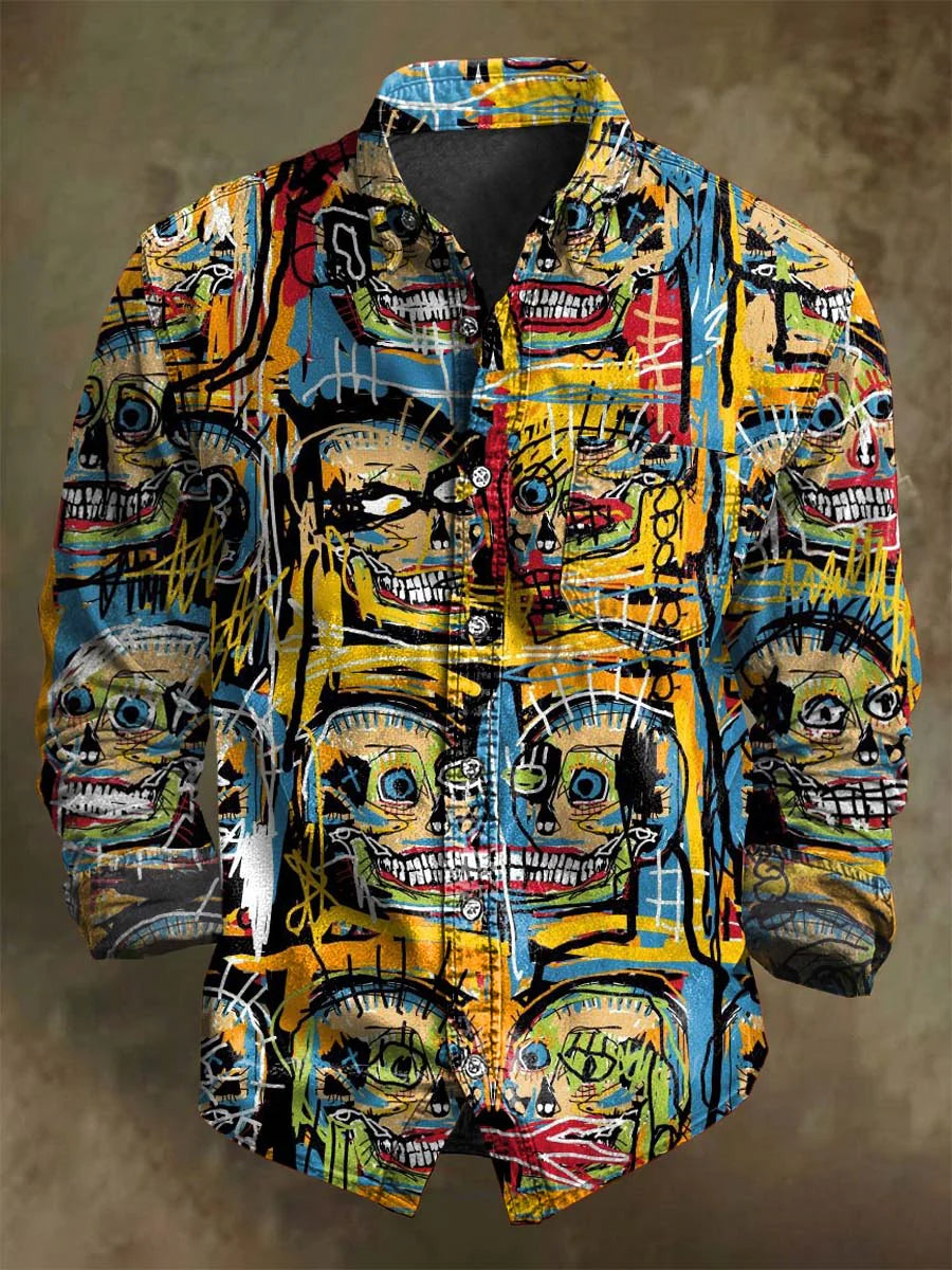Punk Art Abstract Print Casual Long-Sleeve Shirt
