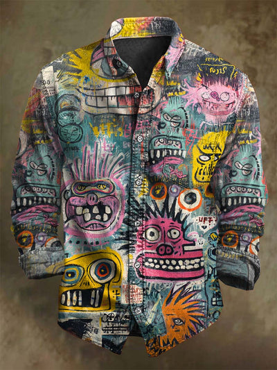 Punk Art Abstract Print Casual Long-Sleeve Shirt