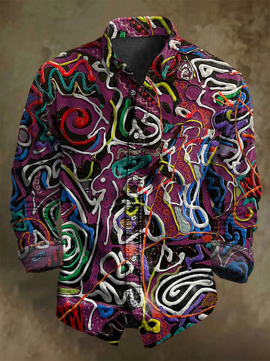 Punk Art Abstract Print Casual Long-Sleeve Shirt