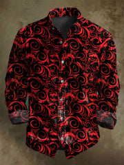 Vintage Swirl Print Casual Long Sleeve Shirt