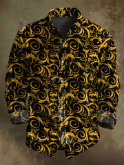 Vintage Swirl Print Casual Long Sleeve Shirt