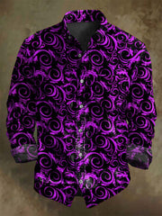 Vintage Swirl Print Casual Long Sleeve Shirt