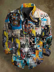 Punk Art Abstract Print Casual Long-Sleeve Shirt