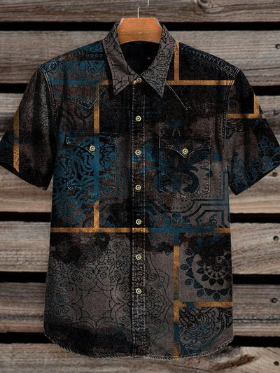 Vintage Print Casual Shirt