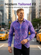 Men's Vintage Floral Print Casual Long Sleeve Shirt