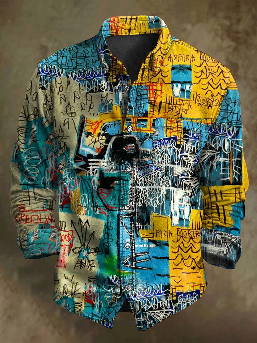 Punk Art Abstract Print Casual Long-Sleeve Shirt