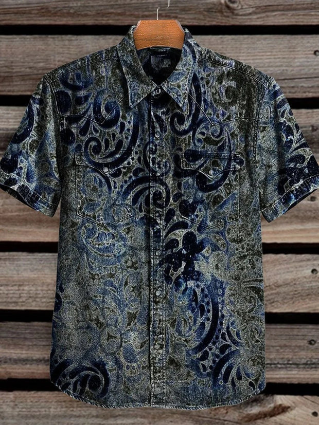 Vintage Print Casual Shirt