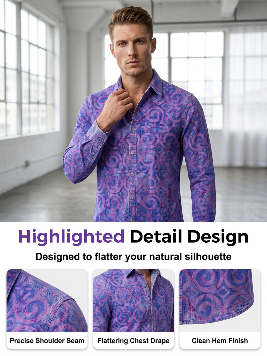 Men's Vintage Floral Print Casual Long Sleeve Shirt
