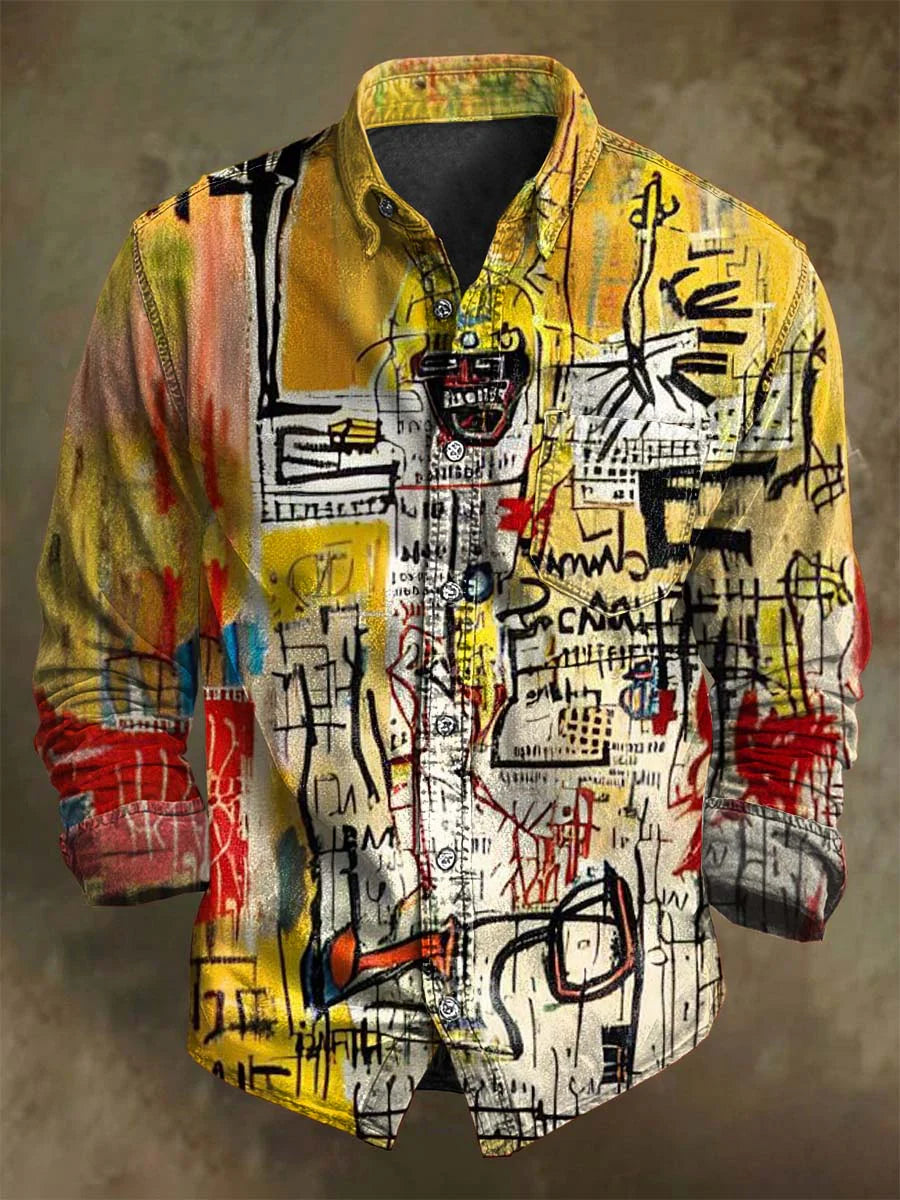 Punk Art Abstract Print Casual Long-Sleeve Shirt