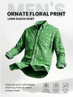 Vintage Floral Print Casual Long Sleeve Shirt