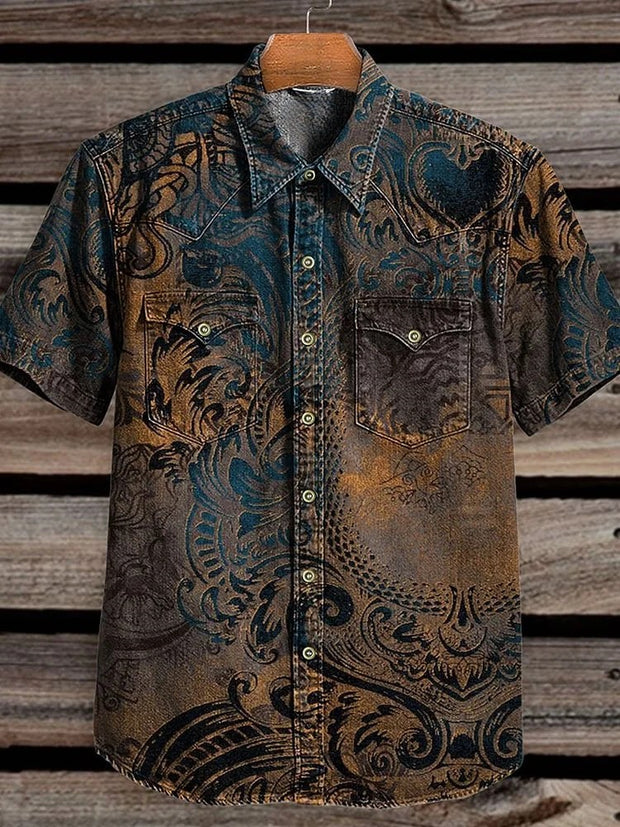 Vintage Print Casual Shirt