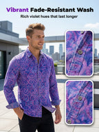 Men's Vintage Floral Print Casual Long Sleeve Shirt