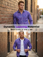 Men's Vintage Floral Print Casual Long Sleeve Shirt
