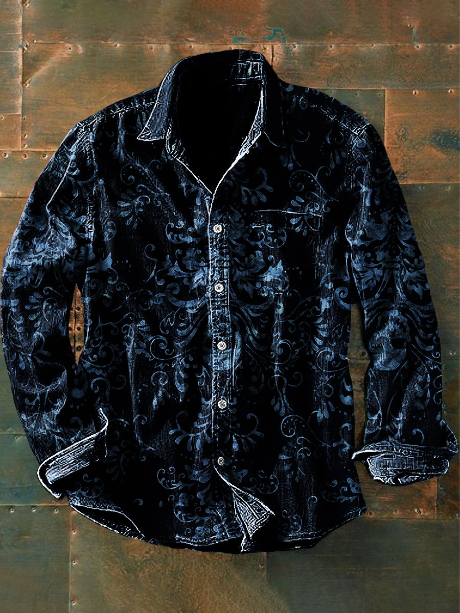 Unisex Men's Retro Graphic Print Casual Long Sleeve Shirt