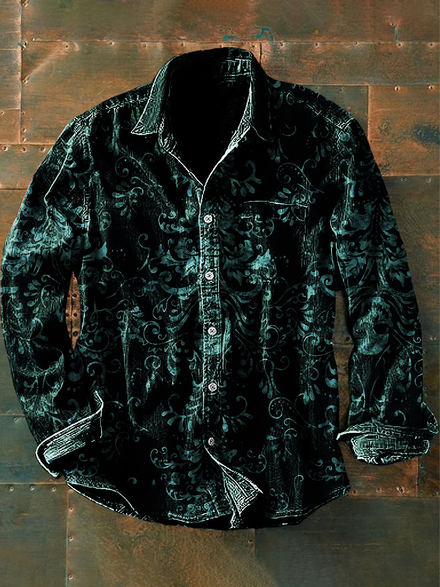 Unisex Men's Retro Graphic Print Casual Long Sleeve Shirt