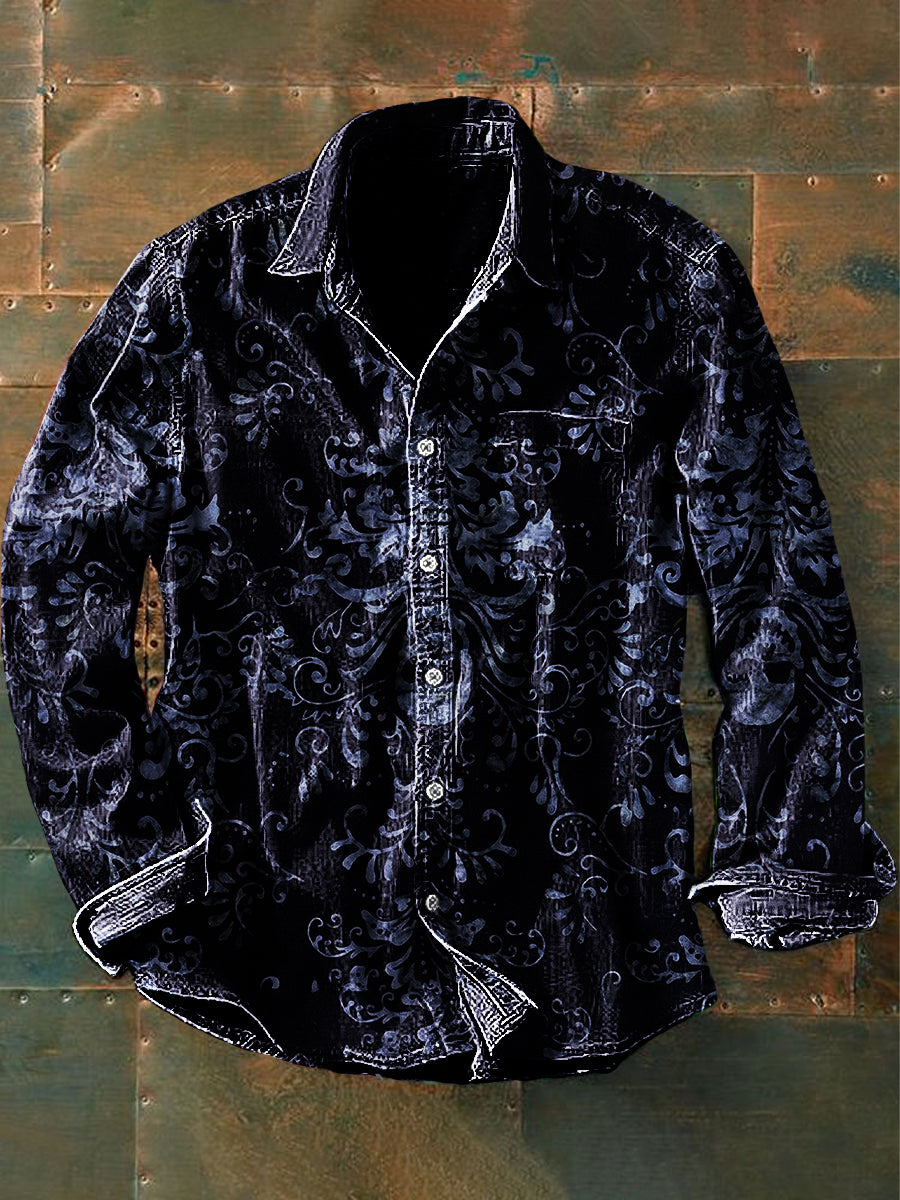 Unisex Men's Retro Graphic Print Casual Long Sleeve Shirt