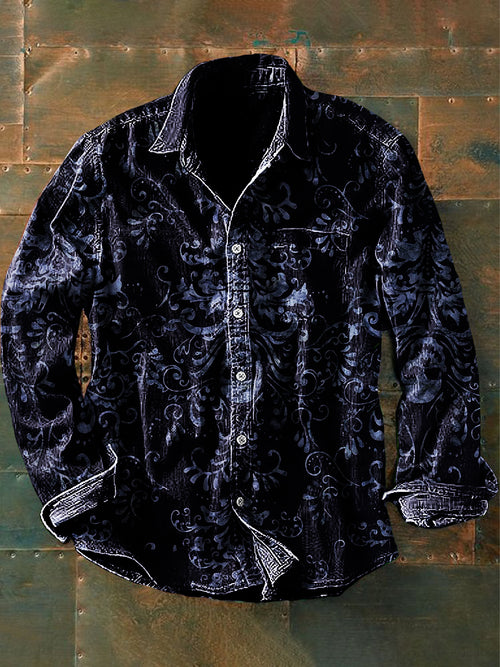 Unisex Men's Retro Graphic Print Casual Long Sleeve Shirt