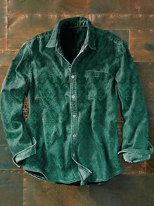 Unisex Men's Vintage Gothic Perris Patterns Print Casual Long Sleeve Shirt