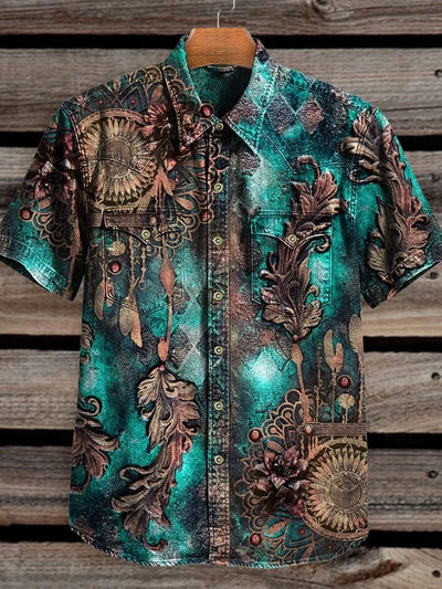 Vintage Print Casual Shirt