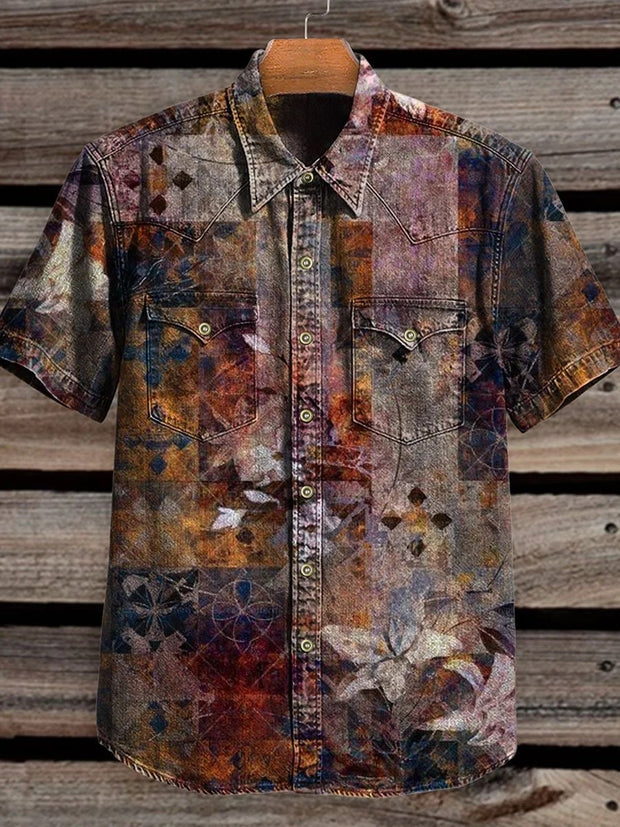 Vintage Print Casual Shirt