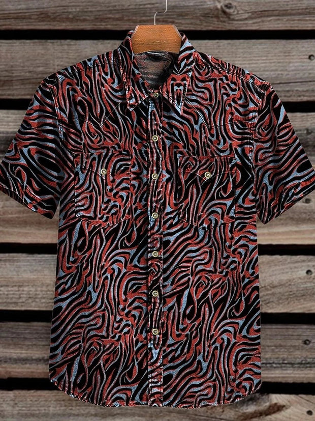 Vintage Red and black Print Casual Shirt