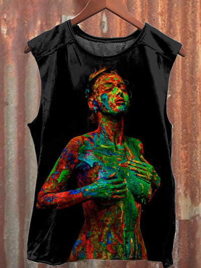 Unisex  Sexy Abstract Art Print Casual Cotton Tank Top