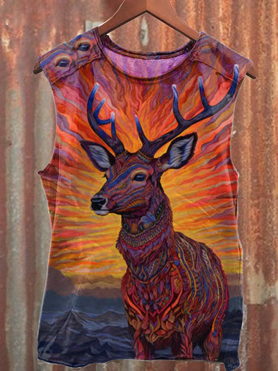 Unisex Artistic Elk Art Print Casual Shirt Tee