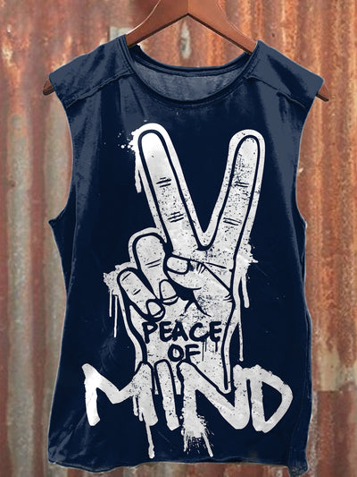 Unisex  Pop Art Peace Art Illustration Print Casual Cotton Tank Top