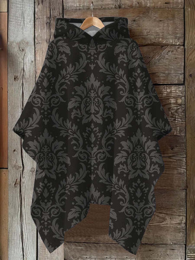 Gothic Motif Art Print Hooded Warm Shawl