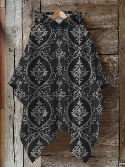 Gothic Motif Art Print Hooded Warm Shawl