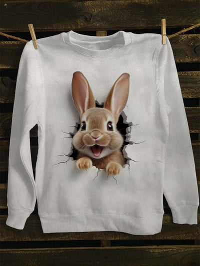 Unisex 3D Cute Rabbit Printed Casual Crewneck Sweatshirt