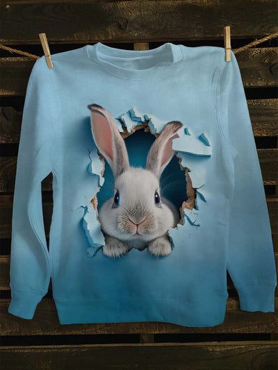 Unisex 3D Cute Rabbit Printed Casual Crewneck Sweatshirt