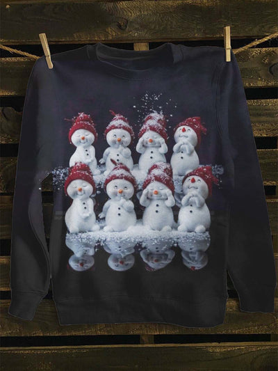 Unisex Winter Cute Snowman Print Casual Sweatshirt