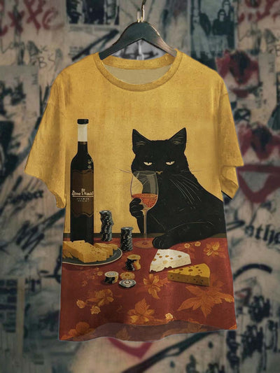 Unisex Funny Cat Printed Casual T-Shirt