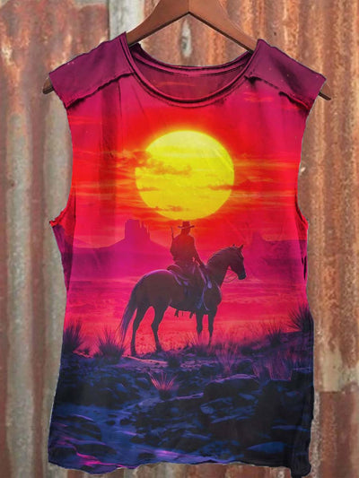 Unisex Western Cowboy Print Casual Vest Top