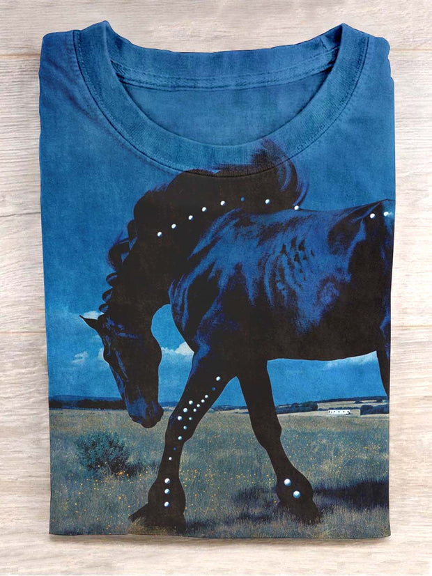 Unisex Horse Print Casual Short Sleeve T-Shirt