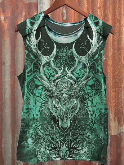 Unisex Cowl Print Casual Vest Top