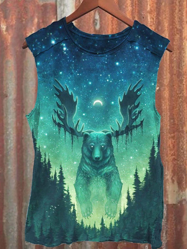 Unisex Abstract Bear Print Casual Tank Top