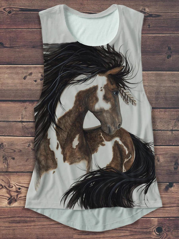 Unisex Western Style Horse Print Design Vest