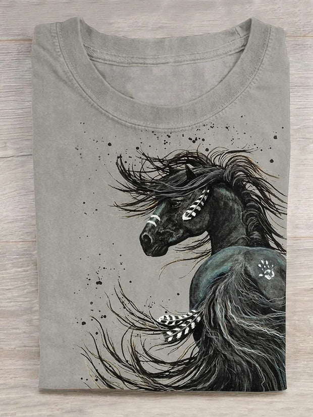 Unisex Retro Horse Print Design T-Shirt