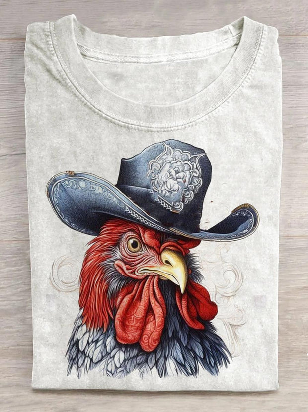 Unisex Cool Denim Chicken Print Design T-Shirt