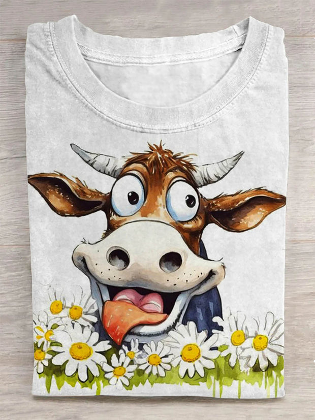 Unisex Funny Cow Abstract Print Design T-Shirt