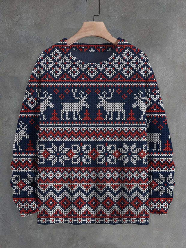 Unisex Christmas Print Casual Crew Neck Sweater