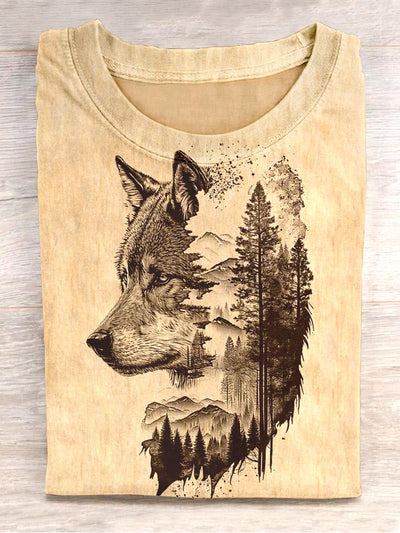 Unisex Wolf Forest Tribal Print Design T-Shirt