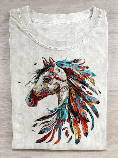 Unisex Western Horse Abstract Print Design T-Shirt