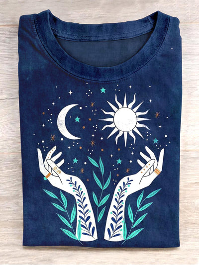 Unisex Sun and Moon Abstract Print Design T-Shirt