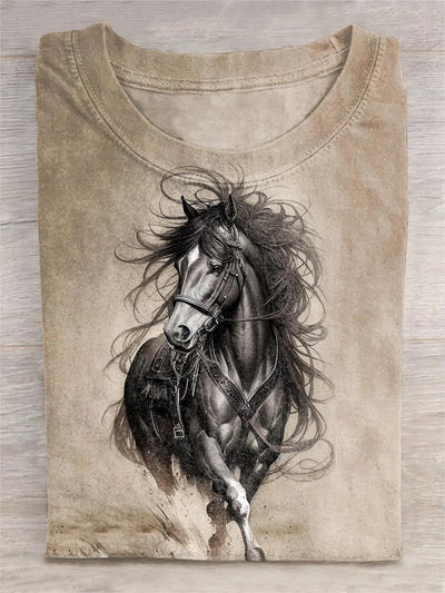 Unisex Western Horse Abstract Print Design T-Shirt