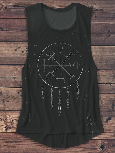 Unisex Mystical Viking Totem Abstract Print Design Vest