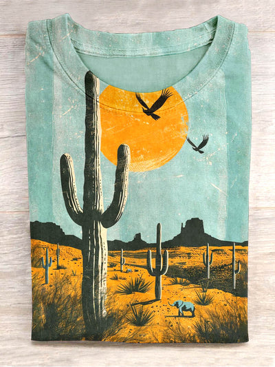 Unisex Western Desert Landscape Abstract Print Design T-Shirt